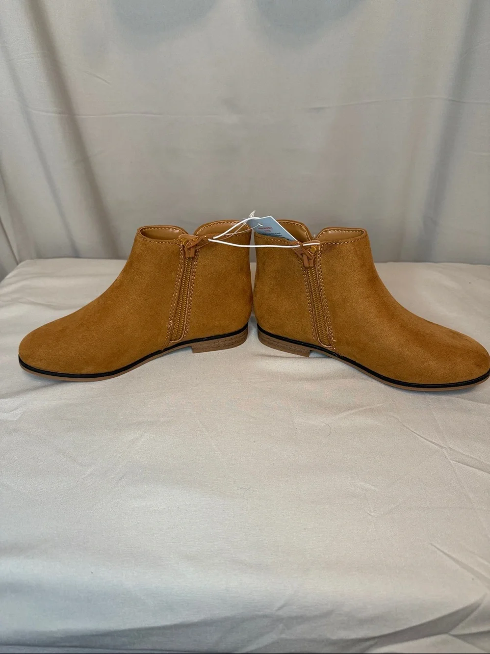 Cat & Jack kids light brown cognac Penelope ankle boots zippers new faux suede